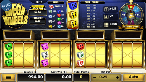 The “Mega Wheels” dice game from Air Dice has two types of jackpots