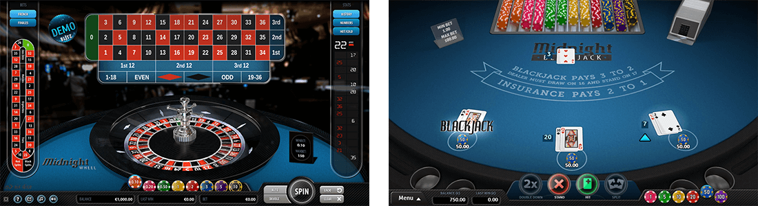 Air Dice has 2 table games - Midnight Blackjack and Midnight Roulette