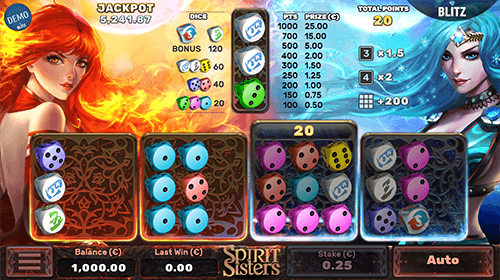 The “Spirit Sisters” is a dice game by Air Dice with 4 boxes, each with a 3x3 layout