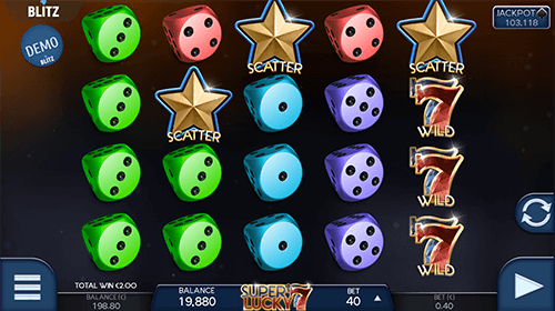 “Super Lucky 7” slot by Air Dice has 40 pay lines and 5x4 layout