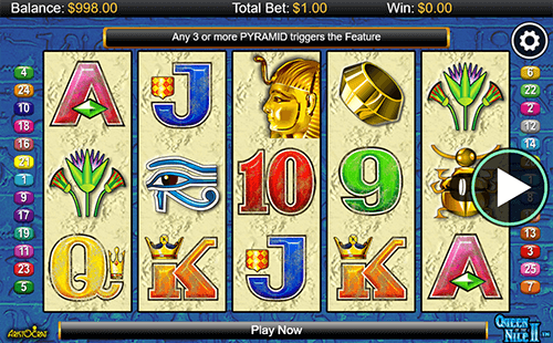 The “Queen of the Nile 2” slot by Aristocrat has 5x3 reel layout