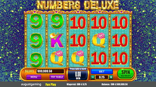 “Numbers Deluxe” is a slot game by August Gaming which has 25 pay lines