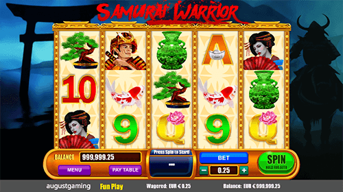 The August Gaming slot “Samurai Warrior” offers multipliers of up to x4
