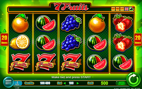 “7 Fruits” is a 3x5 classic fruit-styled slot from Belatra games