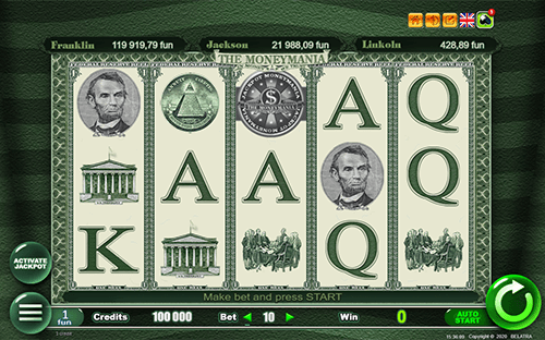 “The Money Mania” is a dollar bill themed slot from Belatra games with 10 pay lines