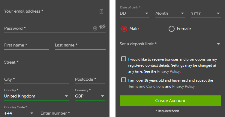 Registration process at Betsafe is fast and easy.