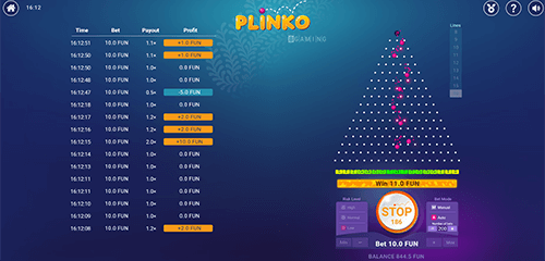 “Plinko” is a game with pyramid and a ball by BGaming