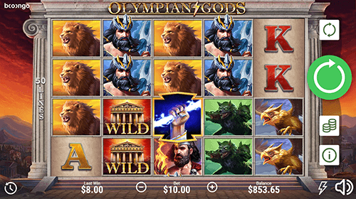 The “Olympian Gods” slot by Booongo features a 4x5 reel layout and 50 pay lines