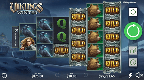 “Vikings Winter” is a Nordic-themed Booongo slot with 100 win lines