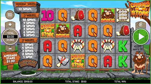 The “Cashed in Stone” is a 6x4 slot by CORE Gaming that features cascading reels