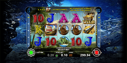 CT Gaming's 5x3 layout slot “Caribbean Adventure” features many wild symbols