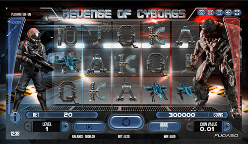 The “Revenge of Cyborgs” slot by Fugaso has 3x5 reel layout and 20 fixed paylines