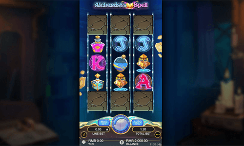 The “Alchemist’s Spell” slot game by Gameplay Interactive features a 3x3 reel layout