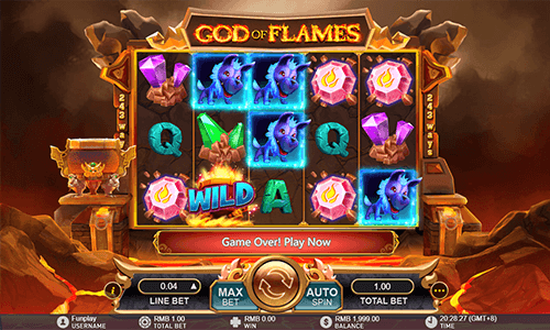 Gameplay Interactive's 3x5 slot “God of Flames” has 243 winning ways
