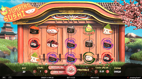 Gamshy's slot “Jumping Sushi” has a 5x3 layout and 27 pay lines