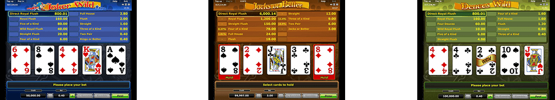 Greentube has 3 video poker titles