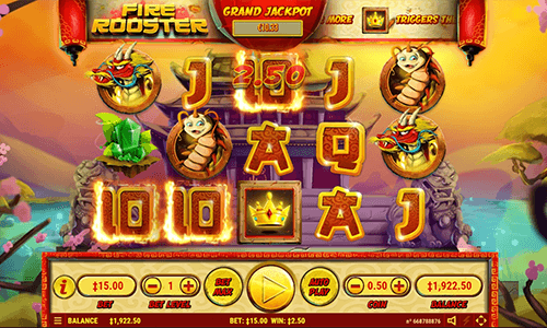 The Habanero slot “Fire Rooster” has a 3x5 reel layout and 243 ways to win