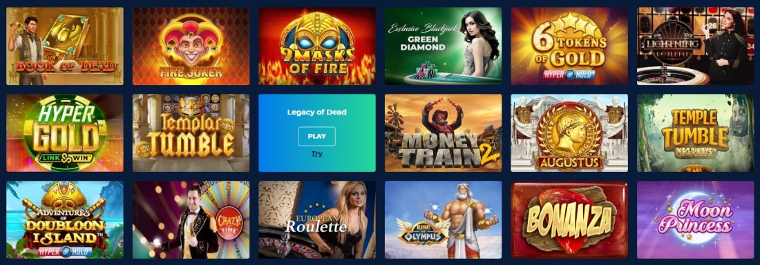 Huge Games slots and other by Casino Planet