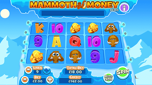 “Mammoth Money” is a 5x3 slot by Intouch Games with 9 pay lines