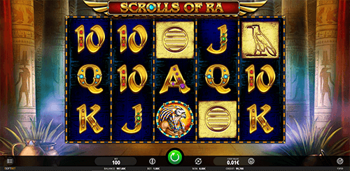 “Scrolls of Ra HD” is a famous iSoftBet slot with a 3x5 reel layout and 20 pay lines