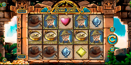 Diana Jones™ is a 5x3 slot game by Mobilots with 30 paylines
