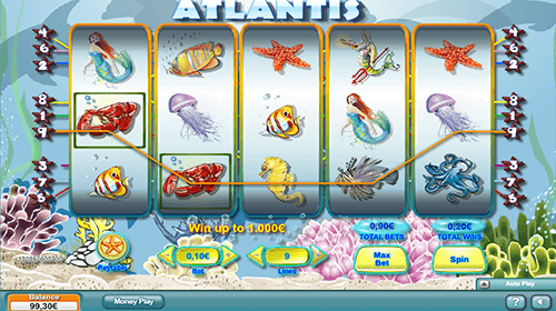 The “Atlantis” slot by NeoGames has a 3x5 layout and 9 paylines