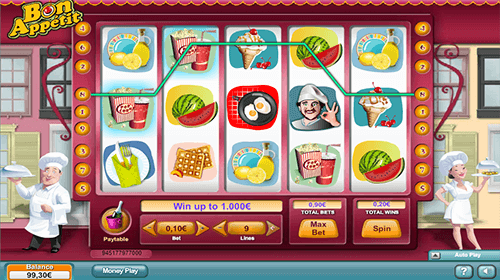 “Bon Appetit” is a NeoGames slot with 3x5 reel layout and 9 flexible paylines