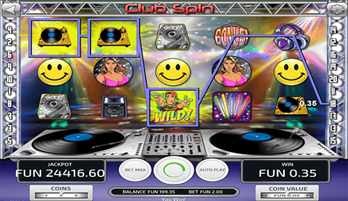 The “Club Spin” is a slot with a 5x3 reel layout made by Parlay Games