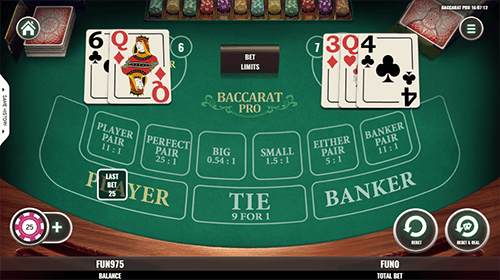 “Baccarat Pro” by Platipus is a standard version of the game