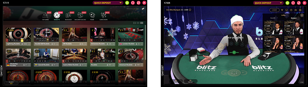 The two live dealer lobbies at PlayKasino are provided by Evolution Gaming and NetEnt