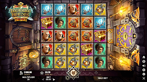 Rabcat's slot game “Treasure Heroes™” features a cube-like reel pattern of 5x5