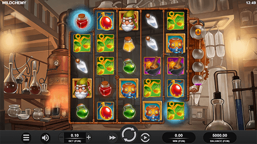 The Relax Gaming slot “Wildchemy” has a 5x5 reel layout and many bonuses
