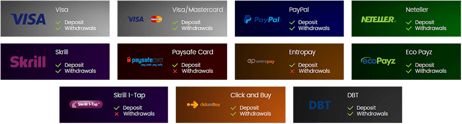 Spin casino supports a wide array of payment methods.