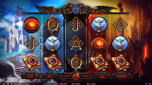 The “Angels vs Demons” slot game by ThunderSpin has a 5x3 reel layout and 20 bet lines