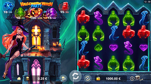 “Halloween Witch Party” is a a 5x4 slot by ThunderSpin with 25 fixed pay lines